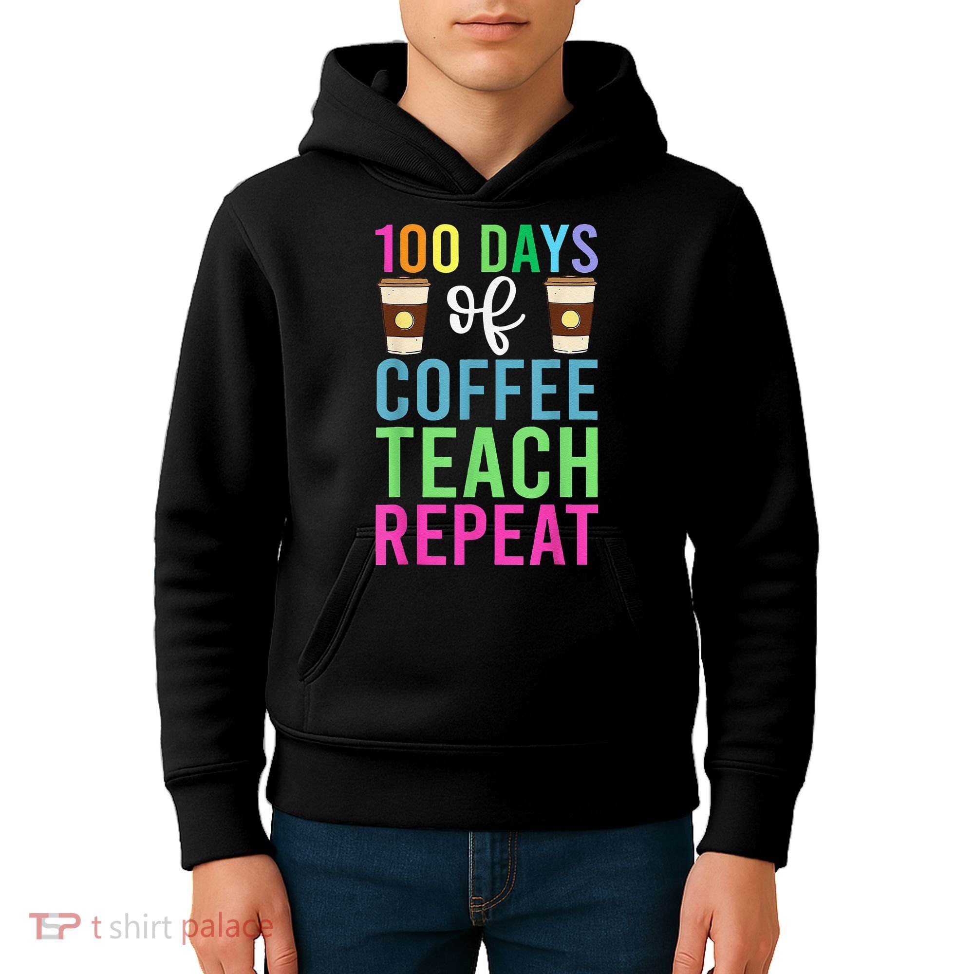 Funny 100 Days Of School For Teacher Coffee Kids Hoodie