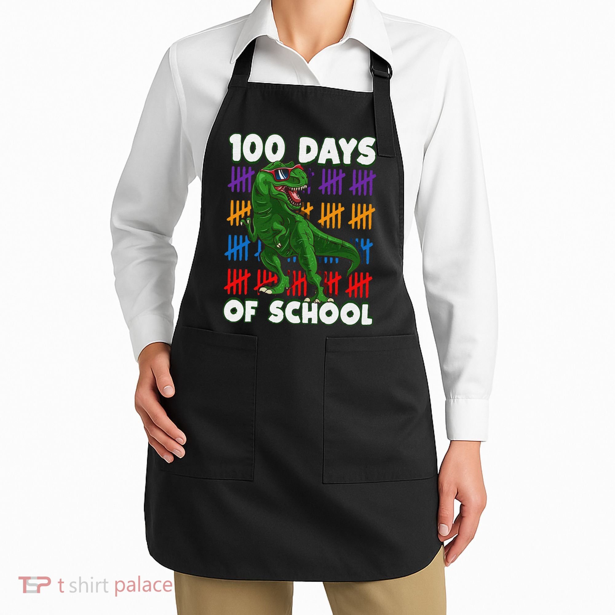 Funny 100 Days Of School 100th Day Of School Dino Apron