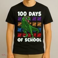 Funny 100 Days Of School 100th Day Of School Dino T-Shirt thumb 3