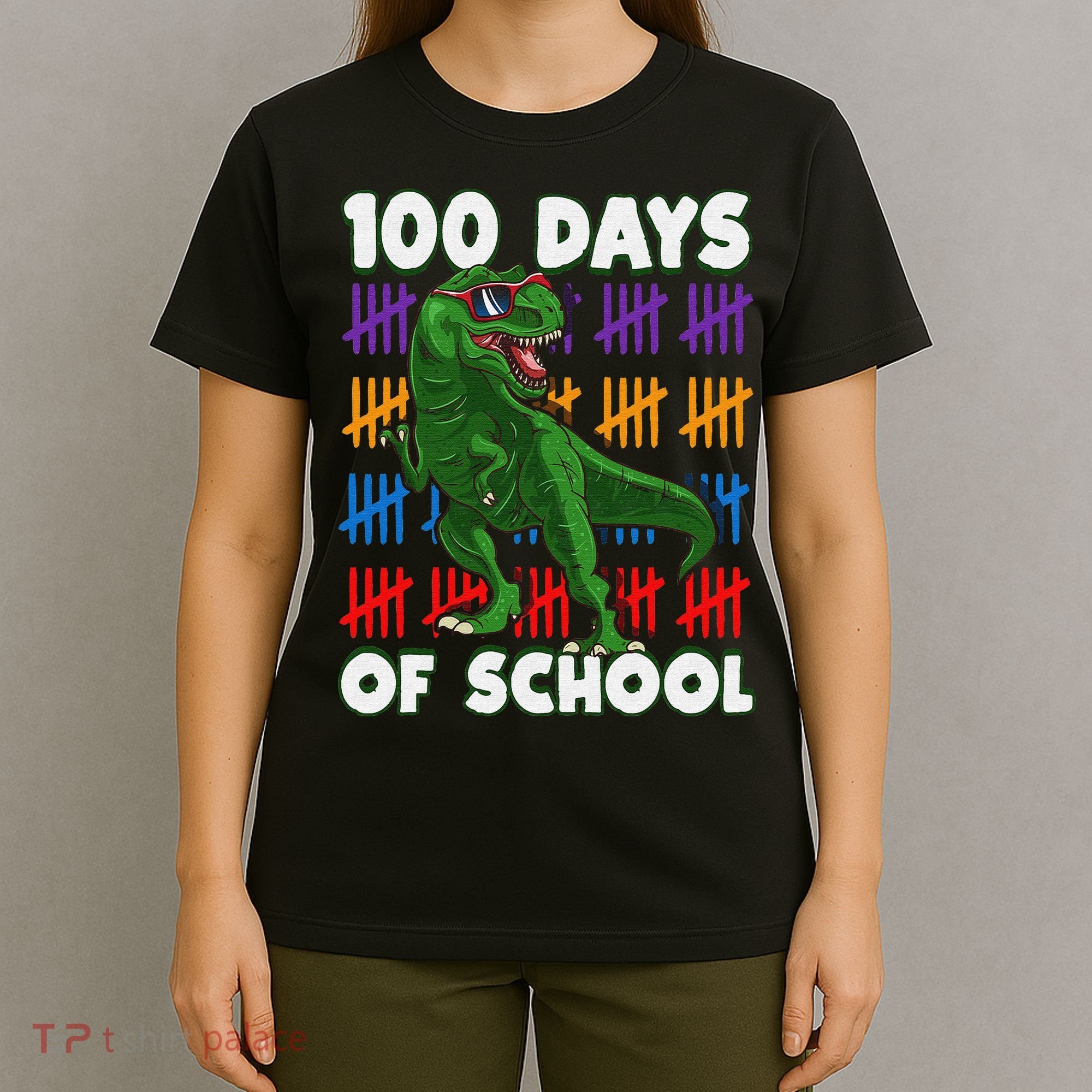 Funny 100 Days Of School 100th Day Of School Dino T-Shirt