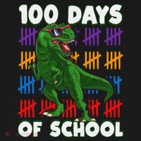 Funny 100 Days Of School 100th Day Of School Dino T-Shirt thumb 7