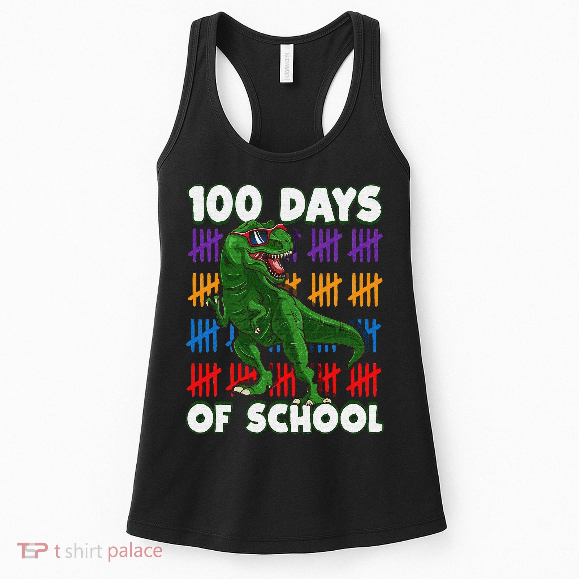 Funny 100 Days Of School 100th Day Of School Dino Women's Tank Top