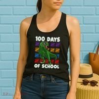 Funny 100 Days Of School 100th Day Of School Dino Women's Tank Top thumb 2