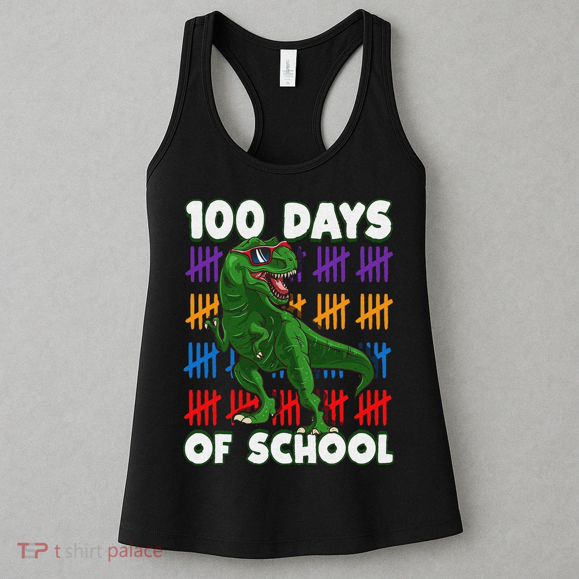 Funny 100 Days Of School 100th Day Of School Dino Women's Tank Top