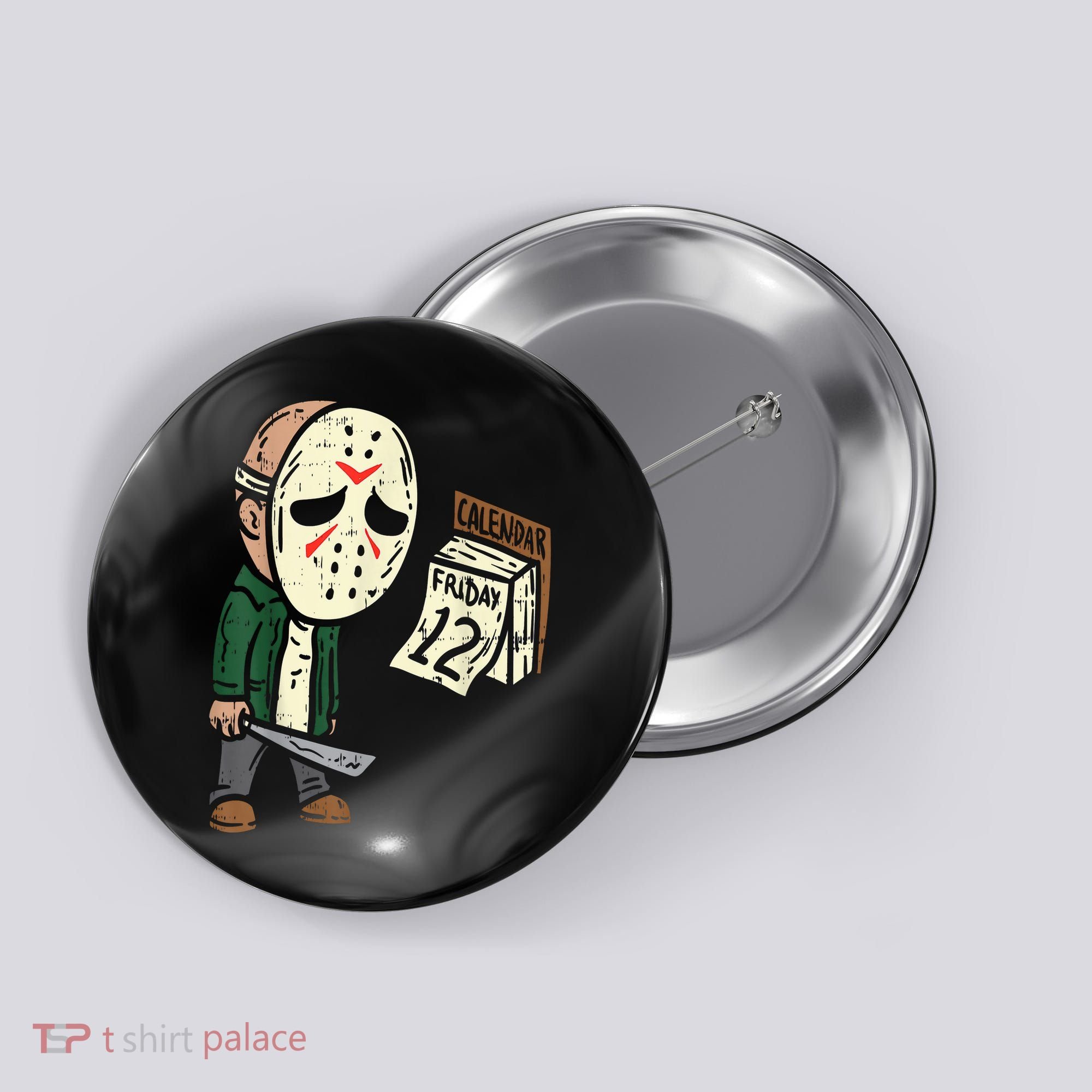 Friday 13th Funny Halloween Horror Movie Humor Party Crazy Button