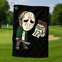 Friday 13th Funny Halloween Horror Movie Humor Party Crazy Golf Towel thumb 1