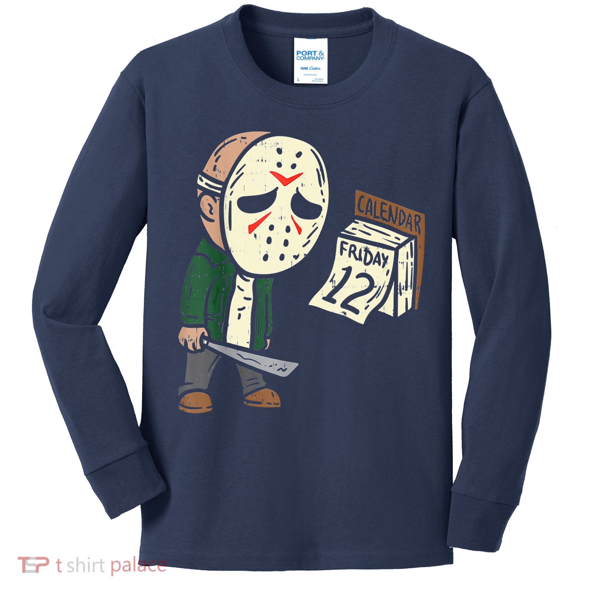 Friday 12th Funny Halloween Horror Movie Humor Kids Long Sleeve Shirt