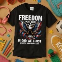 Freedom 1776-2026 In God We Trust 250th Anniversary Kids T-Shirt thumb 3