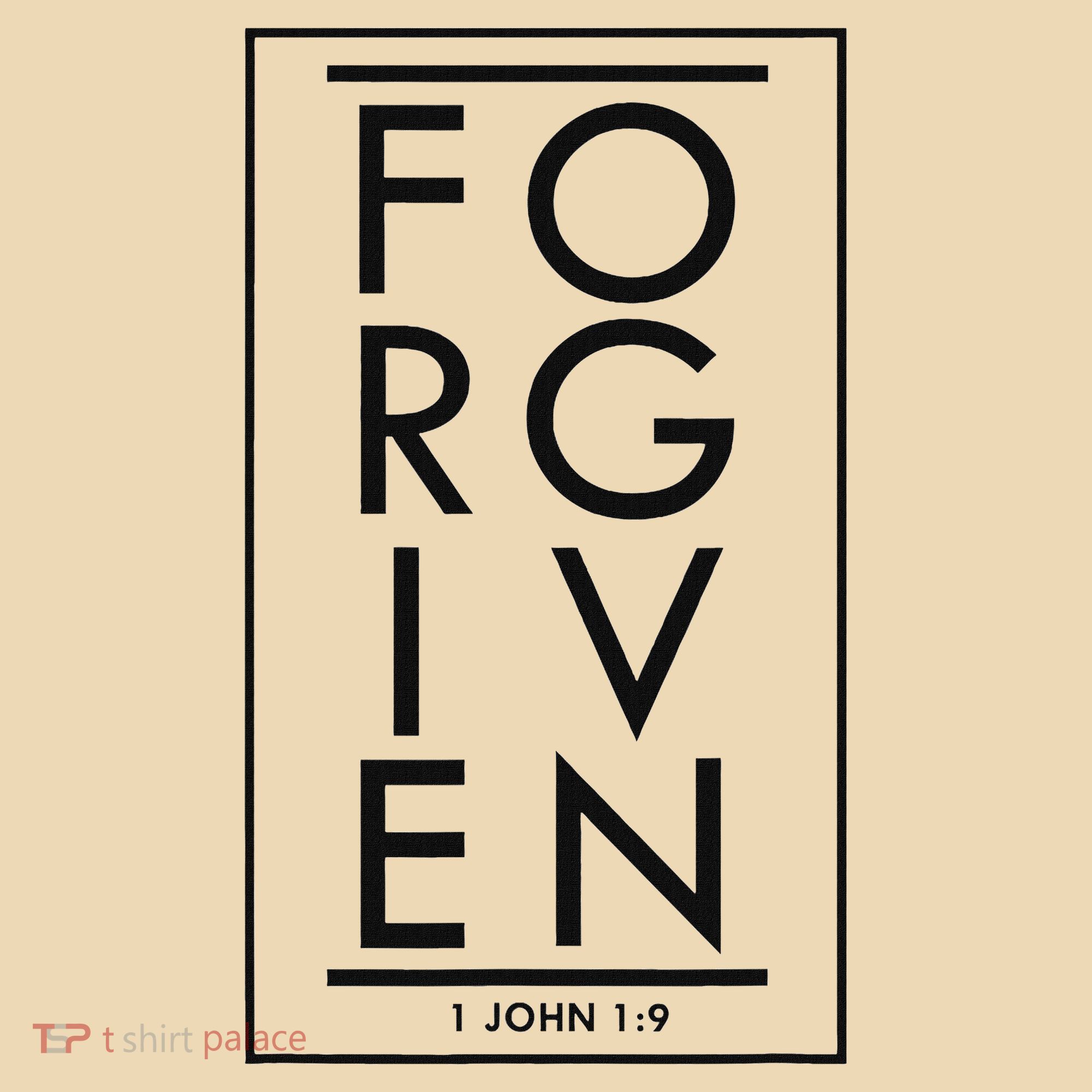 Forgiven 1 John 19 Bible Scripture Verse Christian Tote Bag