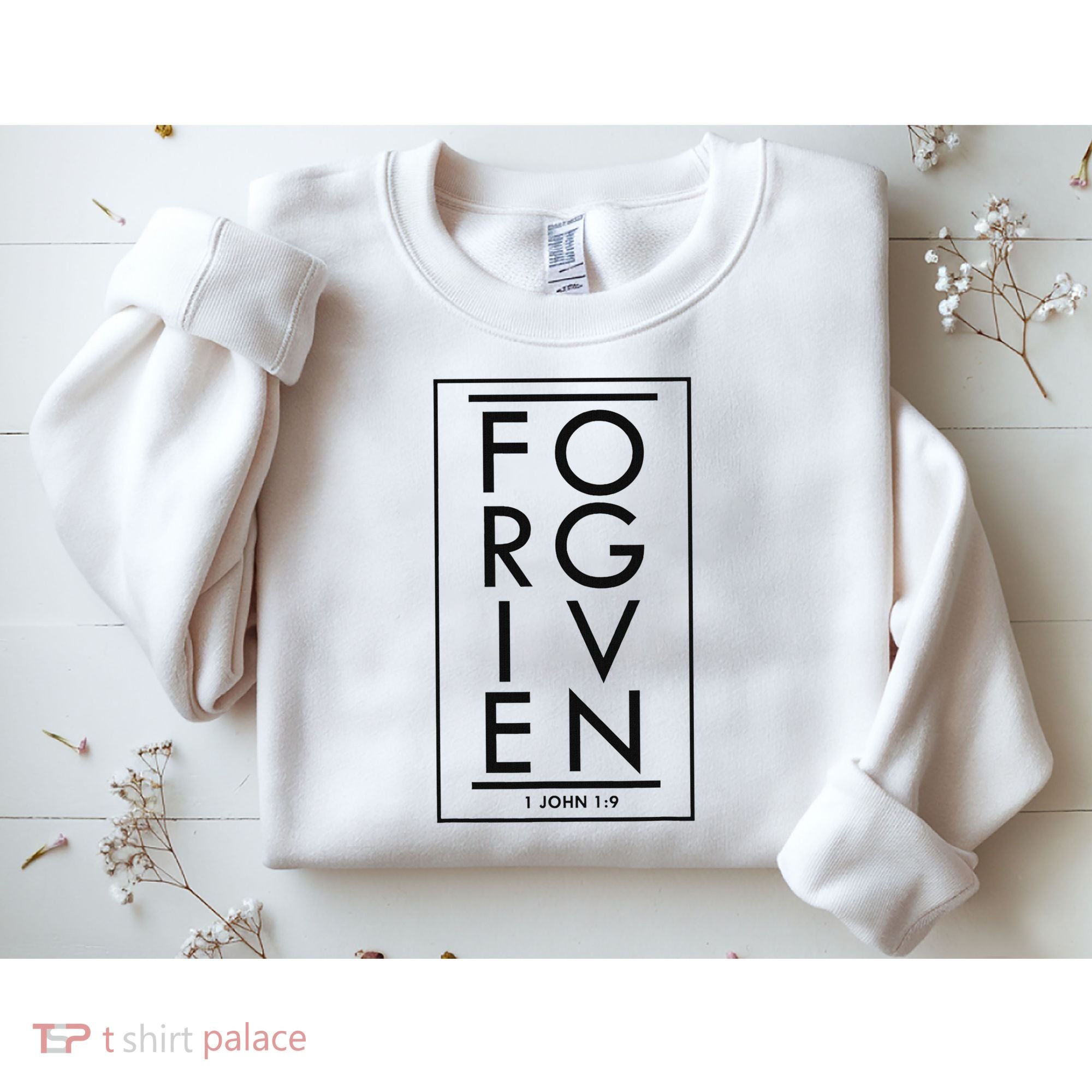 Forgiven 1 John 19 Bible Scripture Verse Christian Sweatshirt
