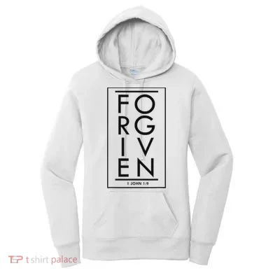 Forgiven 1 John 19 Bible Scripture Verse Christian Women's Hoodie