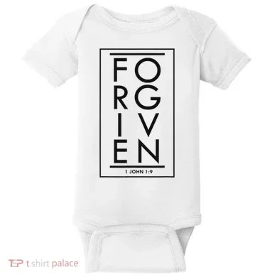 Forgiven 1 John 19 Bible Scripture Verse Christian Baby Bodysuit