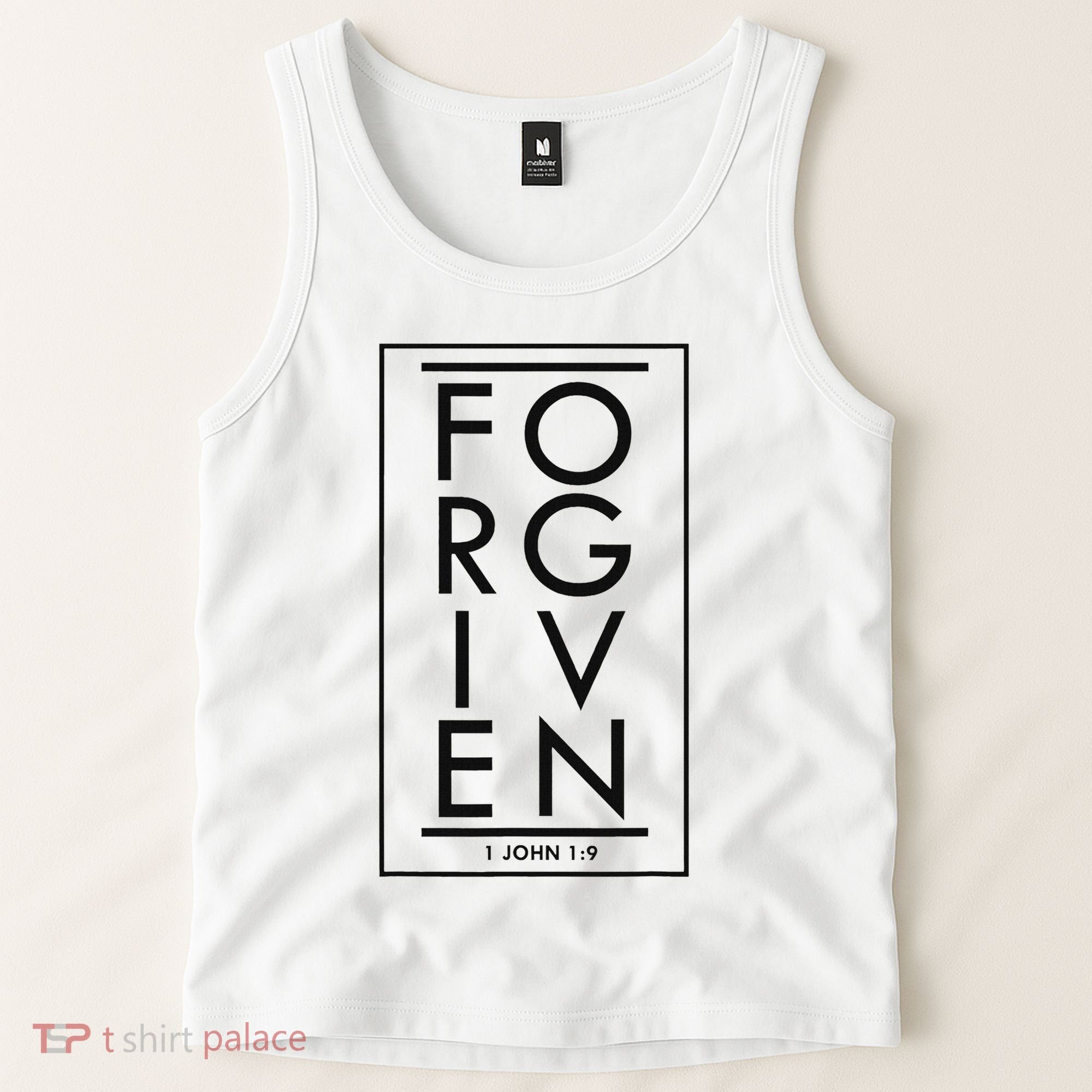Forgiven 1 John 19 Bible Scripture Verse Christian Tank Top