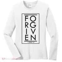 Forgiven 1 John 19 Bible Scripture Verse Christian Women's Long Sleeve Shirt thumb 0