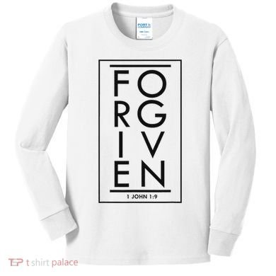 Forgiven 1 John 19 Bible Scripture Verse Christian Kids Long Sleeve Shirt