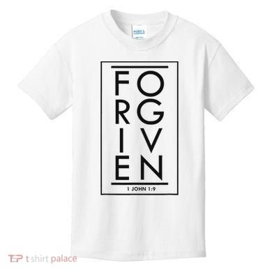 Forgiven 1 John 19 Bible Scripture Verse Christian Kids T-Shirt