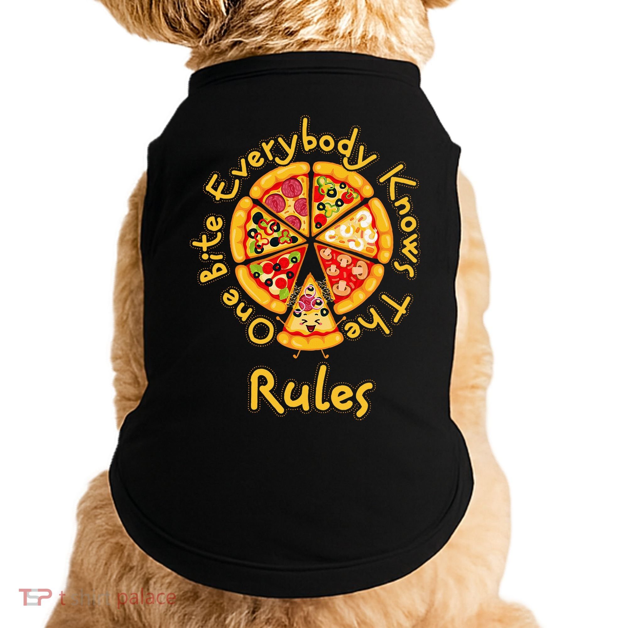 Funny 1 One Bite Everybody Knows Rules Pizza Food Lover Doggie Tank