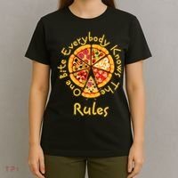 Funny 1 One Bite Everybody Knows Rules Pizza Food Lover T-Shirt thumb 4