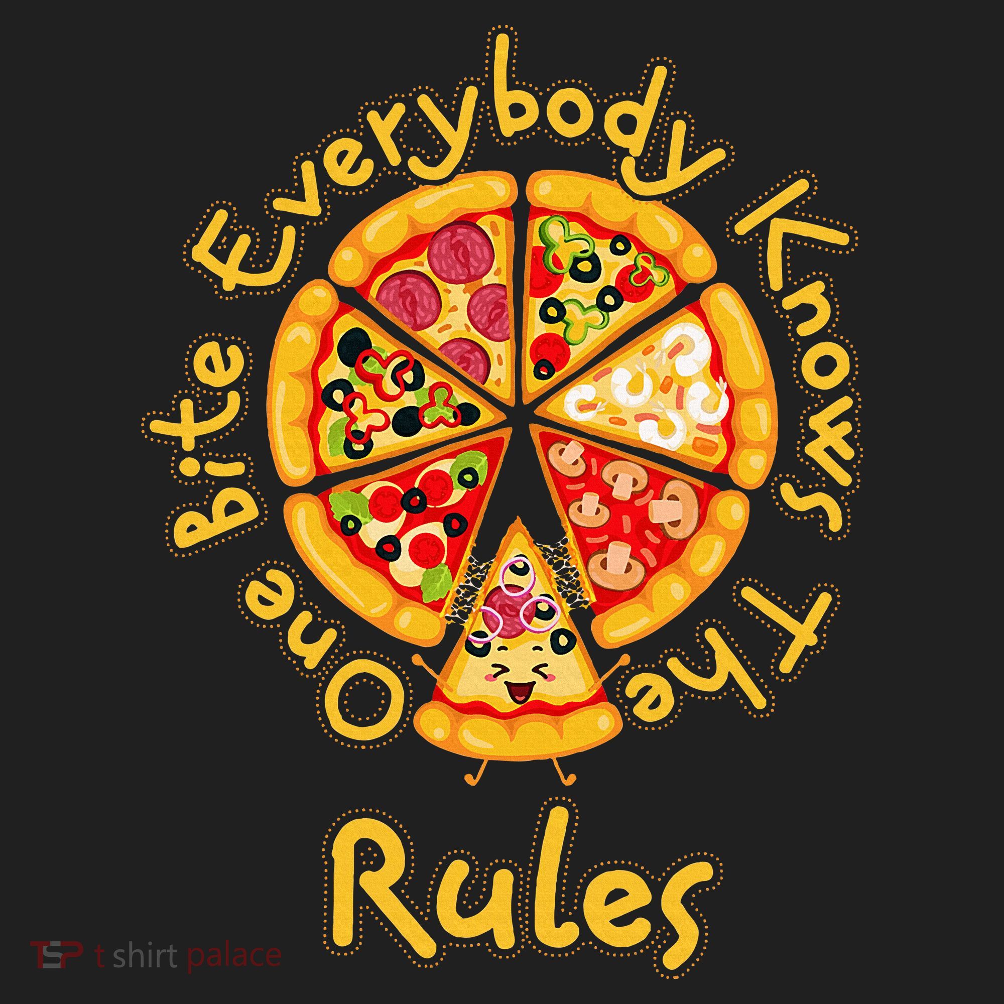 Funny 1 One Bite Everybody Knows Rules Pizza Food Lover Beanie