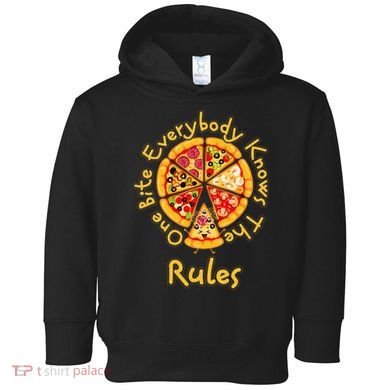 Funny 1 One Bite Everybody Knows Rules Pizza Food Lover Toddler Hoodie