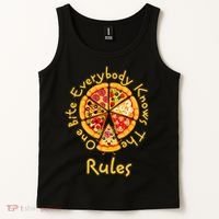 Funny 1 One Bite Everybody Knows Rules Pizza Food Lover Tank Top thumb 2