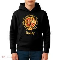 Funny 1 One Bite Everybody Knows Rules Pizza Food Lover Kids Hoodie thumb 4