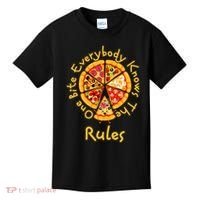 Funny 1 One Bite Everybody Knows Rules Pizza Food Lover Kids T-Shirt thumb 0