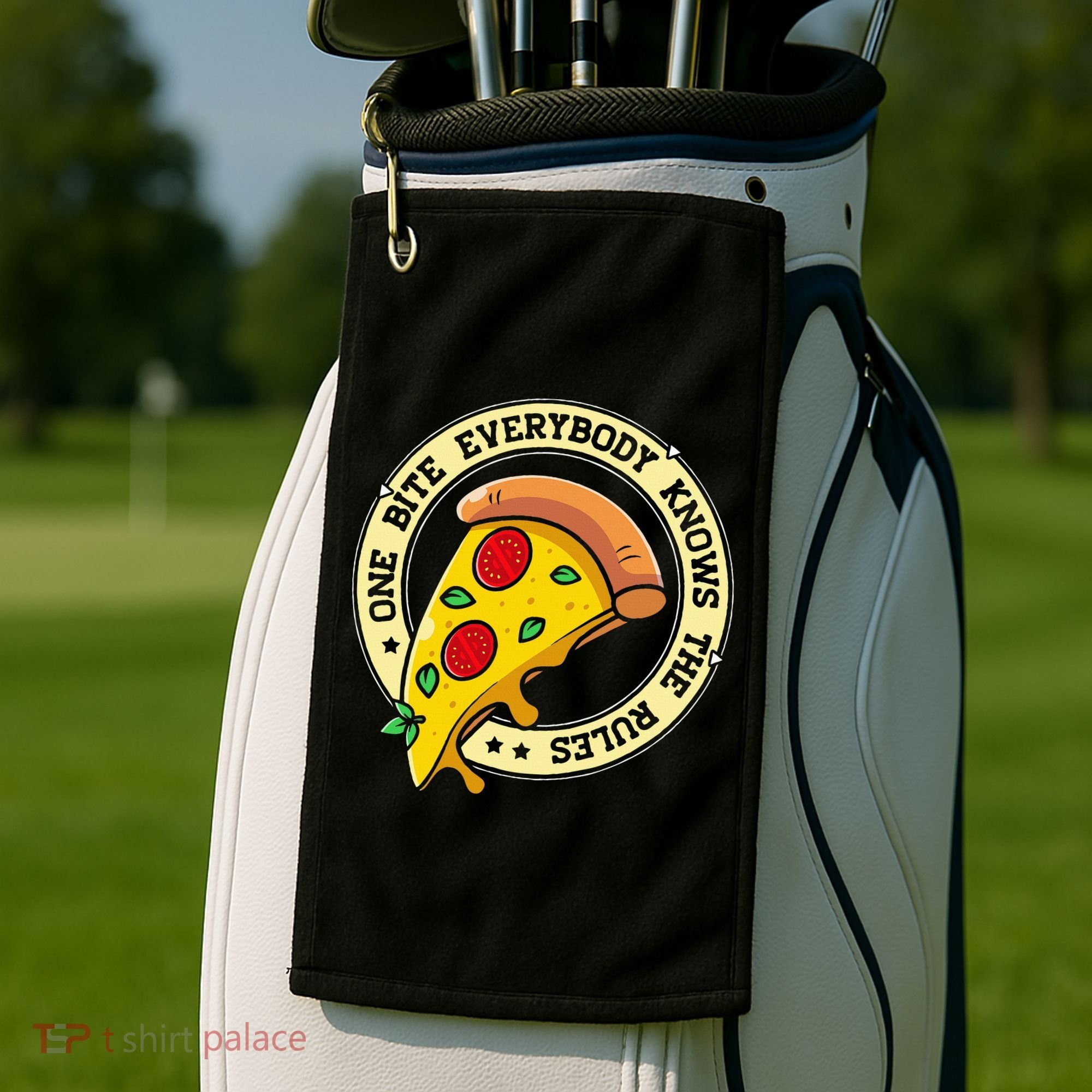 Funny 1 Pizza Everybody Knows The Rules Golf Towel