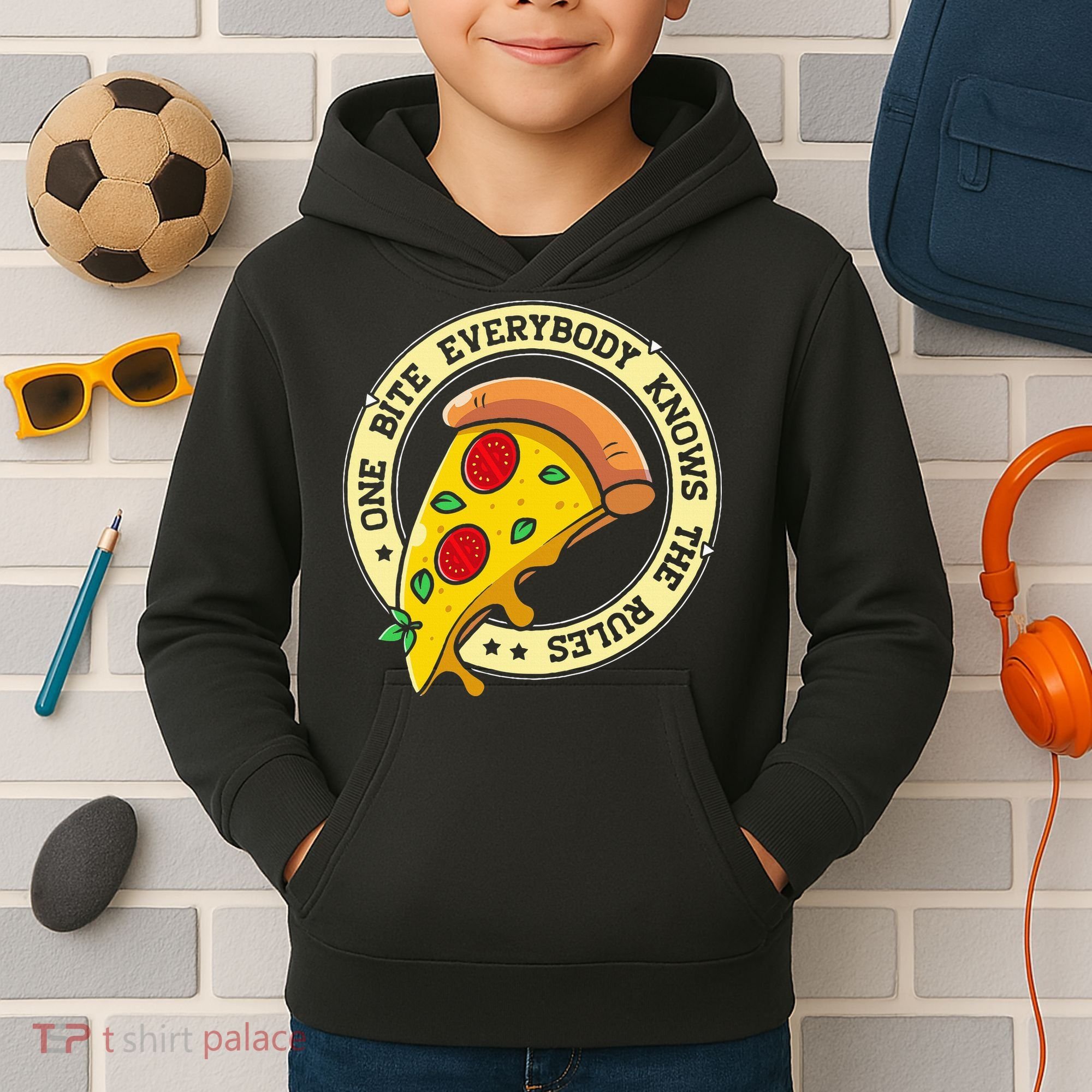 Funny 1 Pizza Everybody Knows The Rules Kids Hoodie