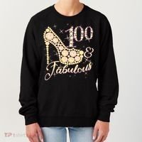 Fabulous & 100 Sparkly Heel 100th Birthday Women's Sweatshirt thumb 0