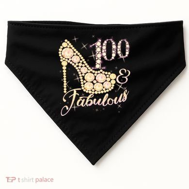 Fabulous & 100 Sparkly Heel 100th Birthday USA-Made Doggie Bandana