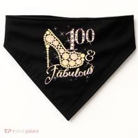Fabulous & 100 Sparkly Heel 100th Birthday USA-Made Doggie Bandana thumb 0