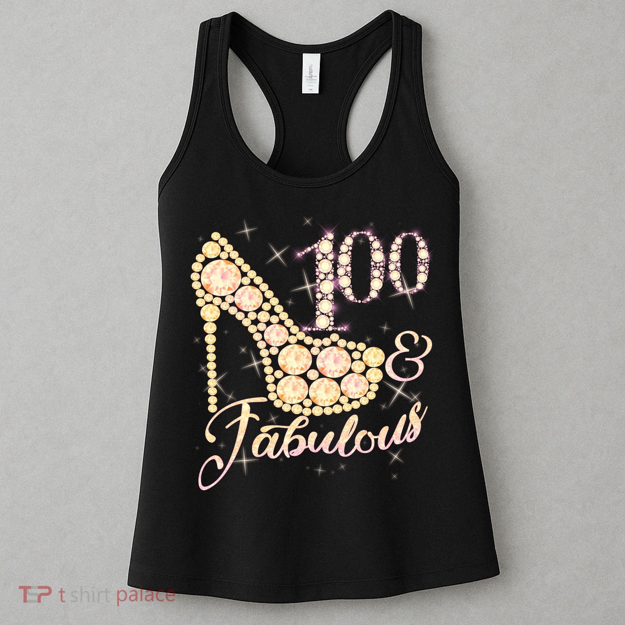 Fabulous & 100 Sparkly Heel 100th Birthday Women's Tank Top