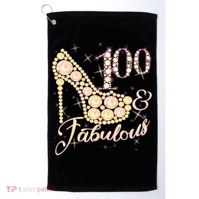 Fabulous & 100 Sparkly Heel 100th Birthday Golf Towel