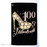 Fabulous & 100 Sparkly Heel 100th Birthday Golf Towel thumb 0