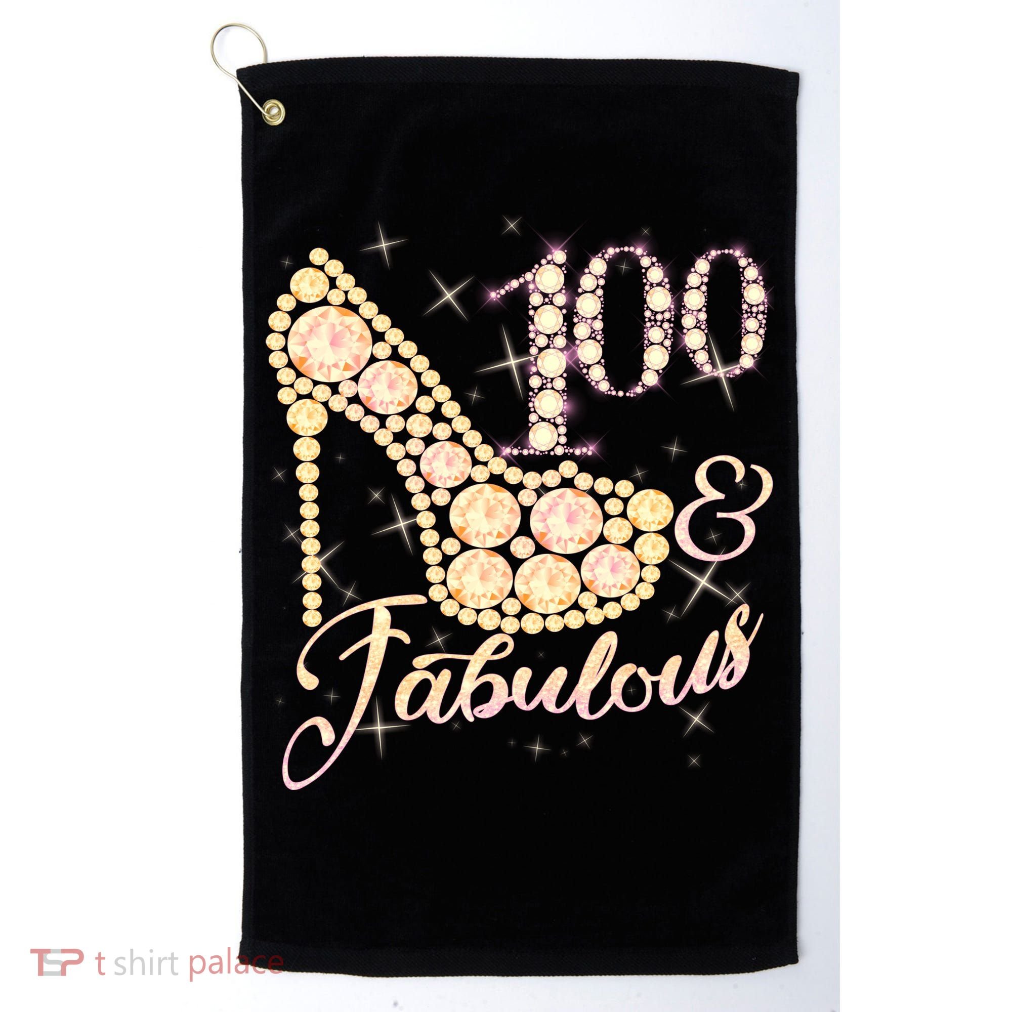 Fabulous & 100 Sparkly Heel 100th Birthday Golf Towel