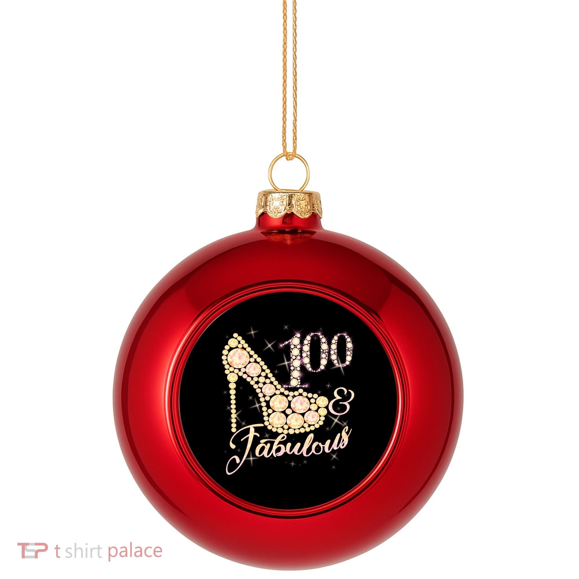 Fabulous & 100 Sparkly Heel 100th Birthday Plastic Christmas Ball Ornament