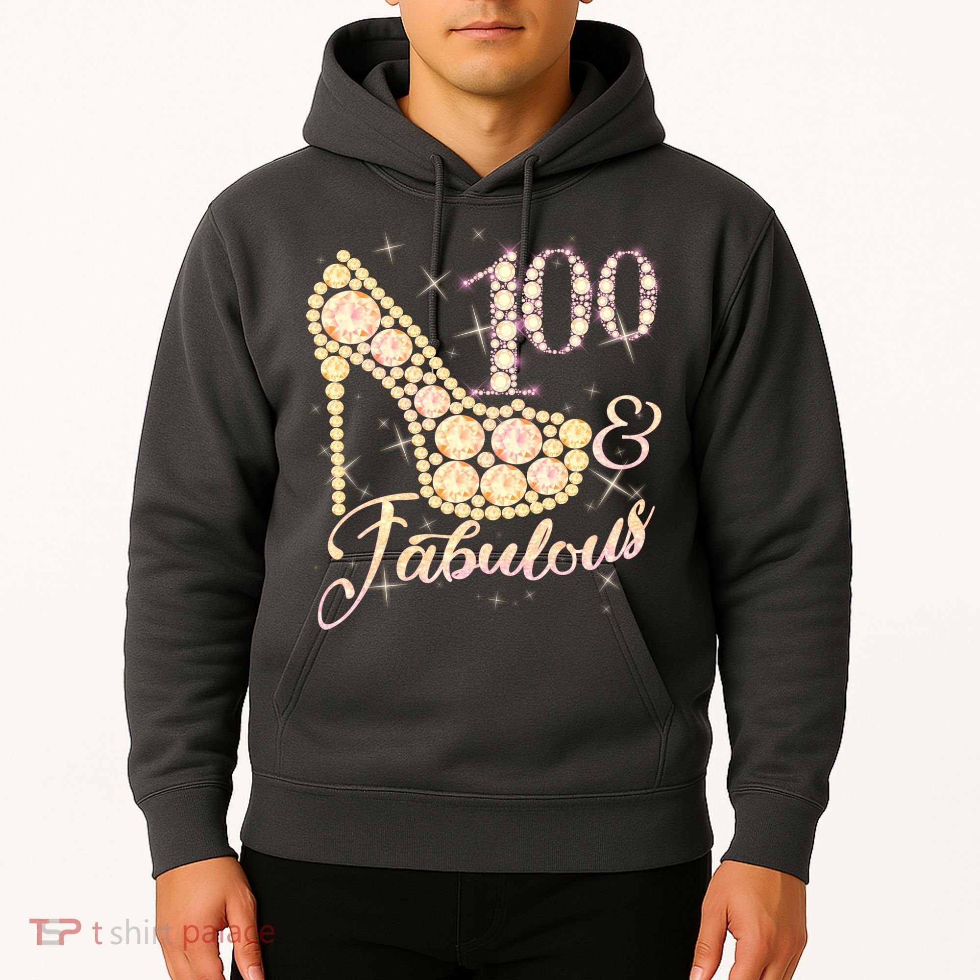 Fabulous & 100 Sparkly Heel 100th Birthday Hoodie