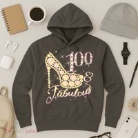 Fabulous & 100 Sparkly Heel 100th Birthday Hoodie thumb 3