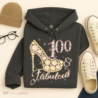 Fabulous & 100 Sparkly Heel 100th Birthday Hoodie thumb 4