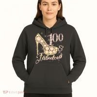 Fabulous & 100 Sparkly Heel 100th Birthday Hoodie thumb 5
