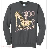 Fabulous & 100 Sparkly Heel 100th Birthday Sweatshirt thumb 0