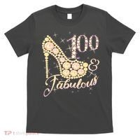 Fabulous & 100 Sparkly Heel 100th Birthday T-Shirt thumb 0