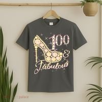 Fabulous & 100 Sparkly Heel 100th Birthday T-Shirt thumb 2