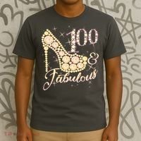 Fabulous & 100 Sparkly Heel 100th Birthday T-Shirt thumb 3