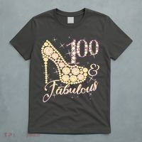 Fabulous & 100 Sparkly Heel 100th Birthday T-Shirt thumb 5