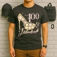 Fabulous & 100 Sparkly Heel 100th Birthday T-Shirt thumb 6