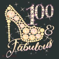 Fabulous & 100 Sparkly Heel 100th Birthday Button thumb 1