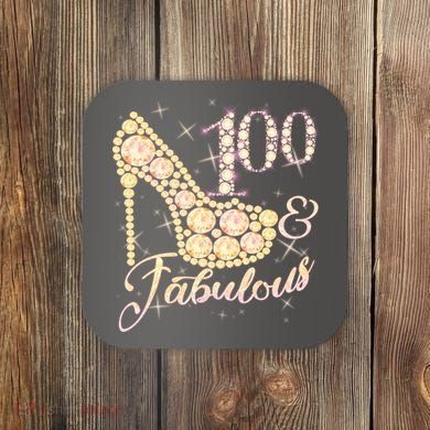 Fabulous & 100 Sparkly Heel 100th Birthday Coaster