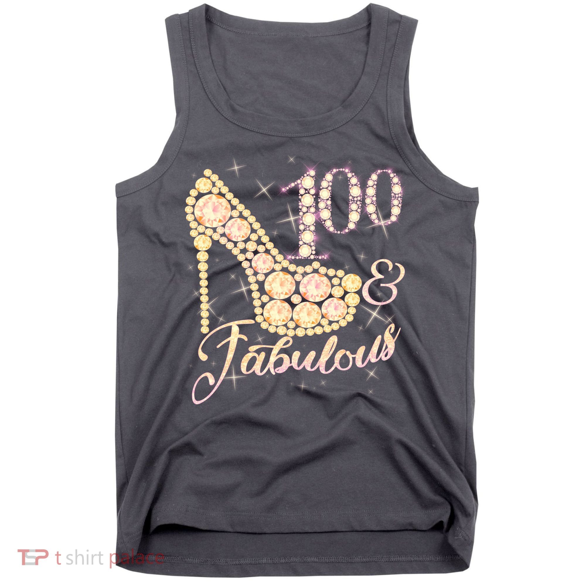 Fabulous & 100 Sparkly Heel 100th Birthday Tank Top